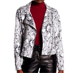 Sanctuary Black and White Snake Print Leather Jacket
